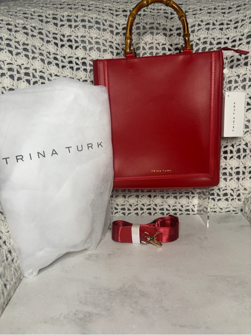 Trina Turk Leather Satchel with Bamboo-Style Handle